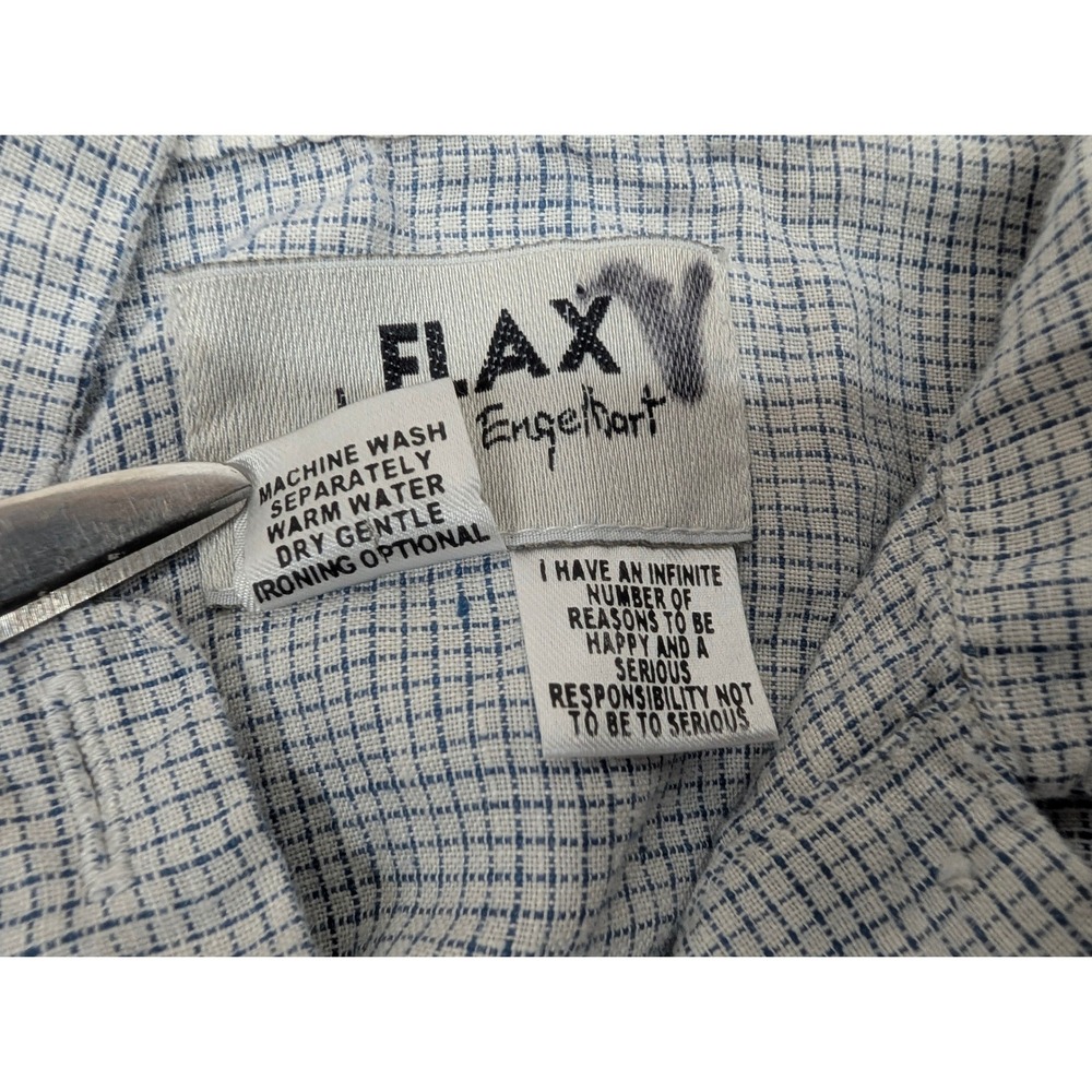FLAX by Jeanne Engelhart 100% Linen Jumper Dress w/ Inner Collared Shirt Small - Picture 11 of 12